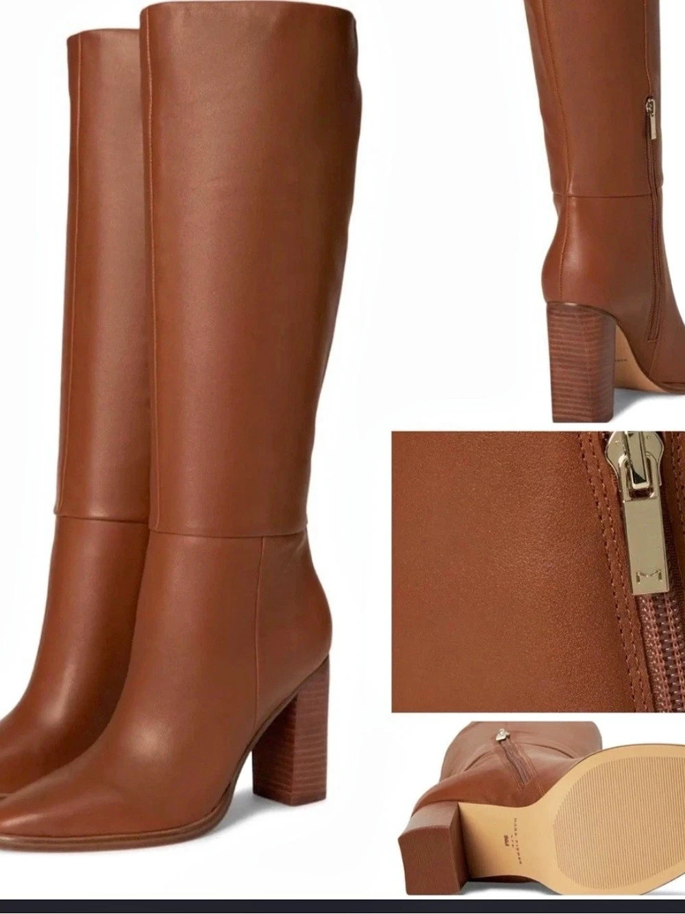 Vince Camuto VC-PAULIE Leather Knee-High Heeled Boots Brown US 6.5M